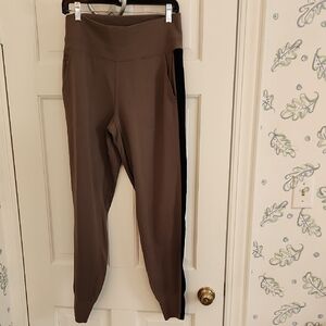Athleta Brown Venice Joggers with Velvet Tuxedo Stripe MT